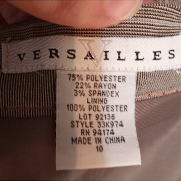 Versailles Beige Knee Length Pinstripe Skirt Flirty Hemline 10 - Picture 2 of 11